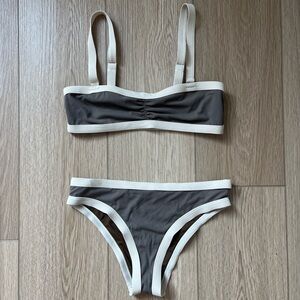Gray and Cream Bikini Set
